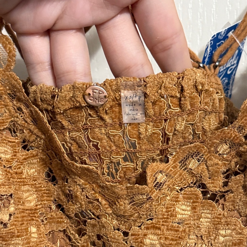 Free People Celine Longline Lace Bralette Burnt Caramel Coquette Boho Festival - Picture 5 of 5